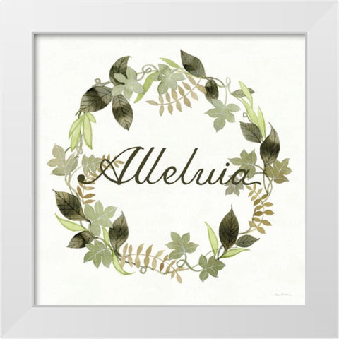 Wreath with Words III White Modern Wood Framed Art Print by McKenna, Kathleen Parr