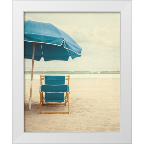 Under the Umbrella II - Bright Turquoise White Modern Wood Framed Art Print by Urquhart, Elizabeth