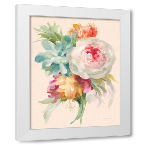 Garden Bouquet I on Peach Linen White Modern Wood Framed Art Print by Nai, Danhui