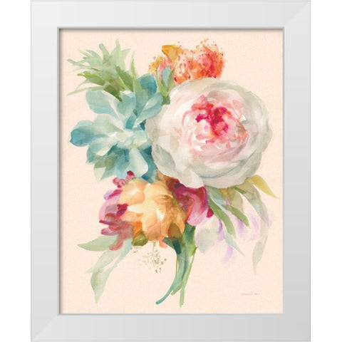 Garden Bouquet I on Peach Linen White Modern Wood Framed Art Print by Nai, Danhui