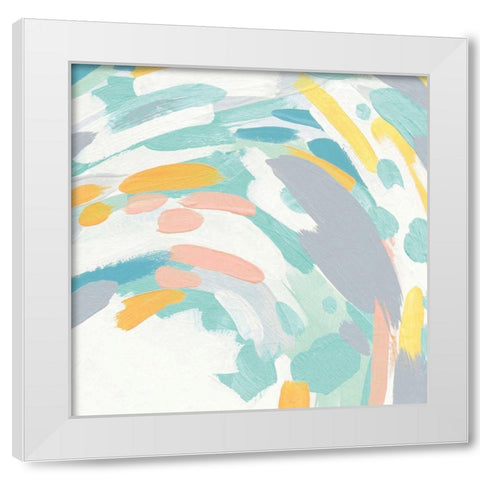 Laughter II Turquoise and Peach White Modern Wood Framed Art Print by Hershey, Moira
