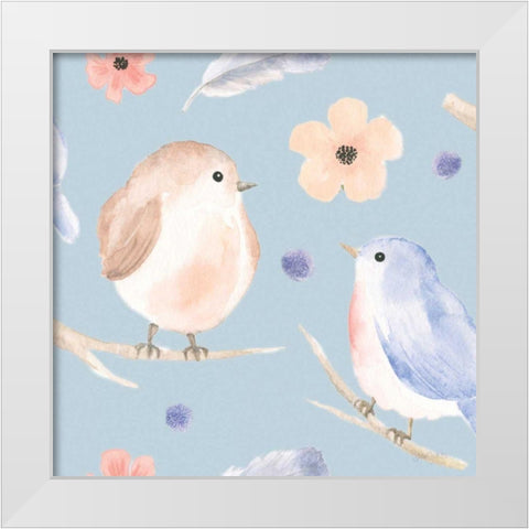 Spring Sentiments Pattern IA White Modern Wood Framed Art Print by Jackson, Jenaya