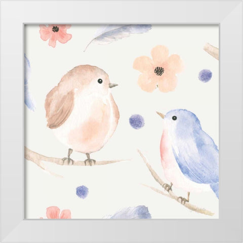 Spring Sentiments Pattern IB White Modern Wood Framed Art Print by Jackson, Jenaya