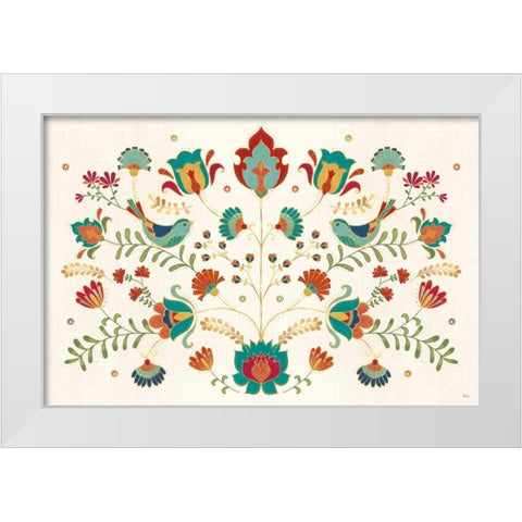Folk Floral I White Modern Wood Framed Art Print by Charron, Veronique