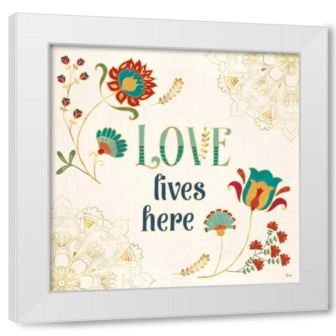 Folk Floral V White Modern Wood Framed Art Print by Charron, Veronique