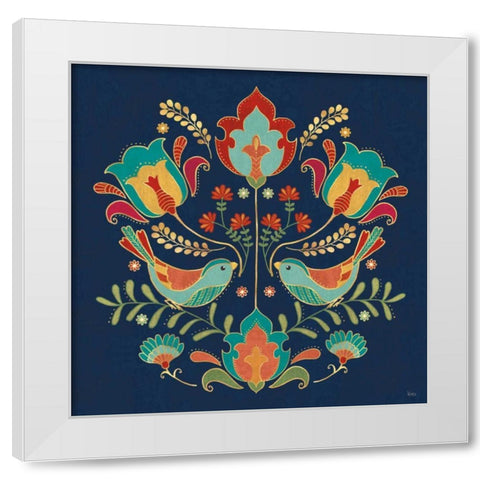 Folk Floral III Dark White Modern Wood Framed Art Print by Charron, Veronique