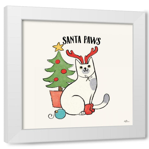 Santa Paws V White Modern Wood Framed Art Print by Penner, Janelle