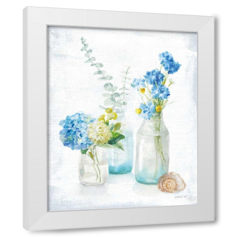 Beach Cottage Florals III White Modern Wood Framed Art Print by Nai, Danhui