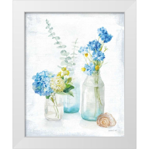 Beach Cottage Florals III White Modern Wood Framed Art Print by Nai, Danhui