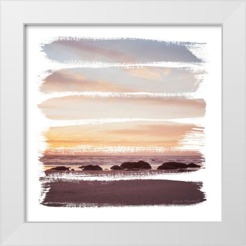 Sunset Stripes IV White Modern Wood Framed Art Print by Marshall, Laura