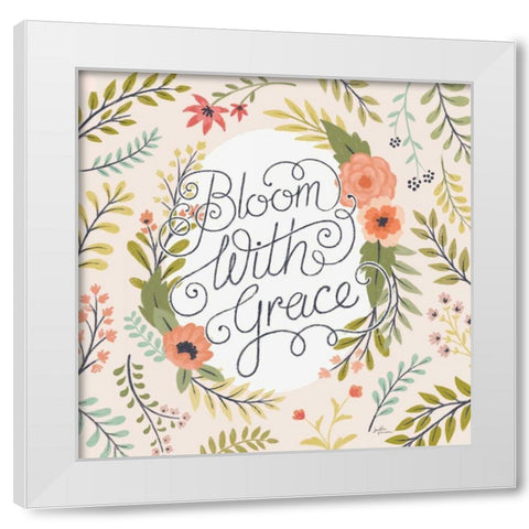 Retro Garden II - Bloom with Grace Pale Blush White Modern Wood Framed Art Print by Penner, Janelle