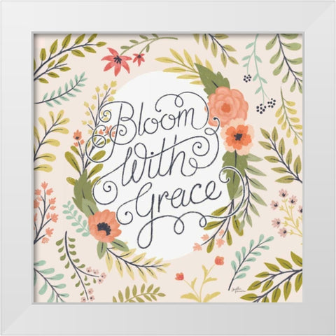 Retro Garden II - Bloom with Grace Pale Blush White Modern Wood Framed Art Print by Penner, Janelle