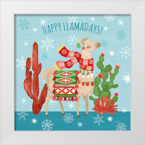 Lovely Llamas Christmas IV White Modern Wood Framed Art Print by Urban, Mary