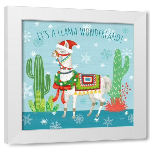 Lovely Llamas Christmas V White Modern Wood Framed Art Print by Urban, Mary