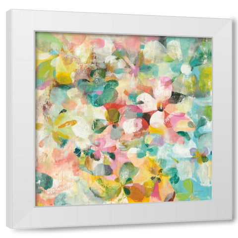 Happy Garden White Modern Wood Framed Art Print by Nai, Danhui