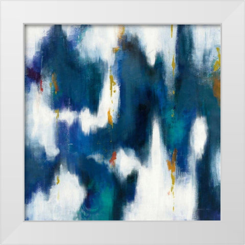 Blue Texture II White Modern Wood Framed Art Print by Nai, Danhui