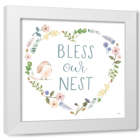 Spring Sentiments VII on White White Modern Wood Framed Art Print by Jackson, Jenaya