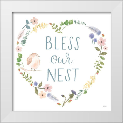 Spring Sentiments VII on White White Modern Wood Framed Art Print by Jackson, Jenaya