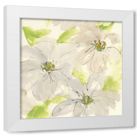 Dancing Clematis II White Modern Wood Framed Art Print by Paschke, Chris