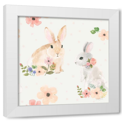 Spring Sentiments Pattern IIIB White Modern Wood Framed Art Print by Jackson, Jenaya