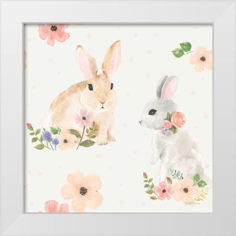 Spring Sentiments Pattern IIIB White Modern Wood Framed Art Print by Jackson, Jenaya