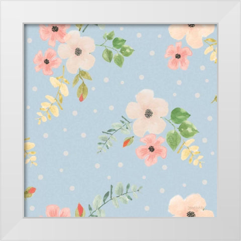 Spring Sentiments Pattern IVA White Modern Wood Framed Art Print by Jackson, Jenaya