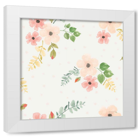 Spring Sentiments Pattern IVB White Modern Wood Framed Art Print by Jackson, Jenaya