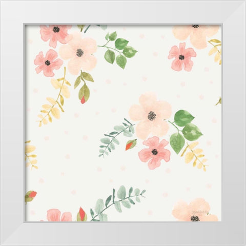 Spring Sentiments Pattern IVB White Modern Wood Framed Art Print by Jackson, Jenaya