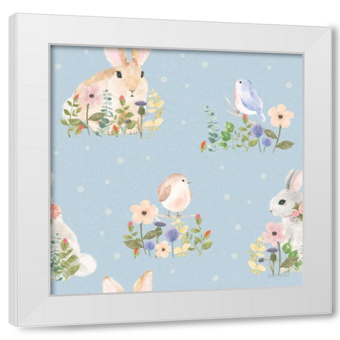 Spring Sentiments Pattern VIA White Modern Wood Framed Art Print by Jackson, Jenaya