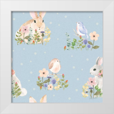 Spring Sentiments Pattern VIA White Modern Wood Framed Art Print by Jackson, Jenaya