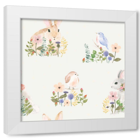 Spring Sentiments Pattern VIB White Modern Wood Framed Art Print by Jackson, Jenaya