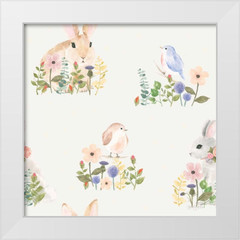 Spring Sentiments Pattern VIB White Modern Wood Framed Art Print by Jackson, Jenaya