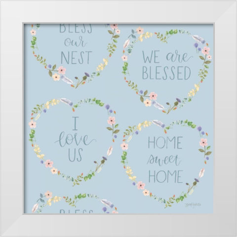 Spring Sentiments Pattern VIIA White Modern Wood Framed Art Print by Jackson, Jenaya