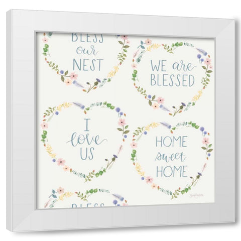 Spring Sentiments Pattern VIIB White Modern Wood Framed Art Print by Jackson, Jenaya