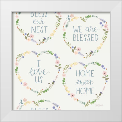 Spring Sentiments Pattern VIIB White Modern Wood Framed Art Print by Jackson, Jenaya