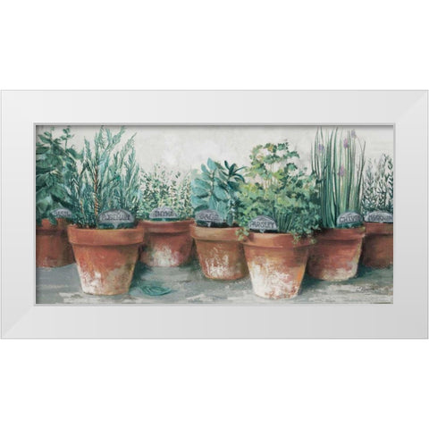 Pots of Herbs II Cottage White Modern Wood Framed Art Print by Rowan, Carol