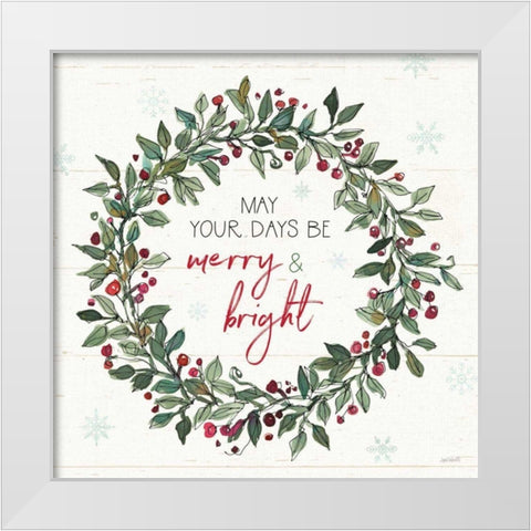 Holiday on the Farm IX Merry and Bright White Modern Wood Framed Art Print by Tavoletti, Anne