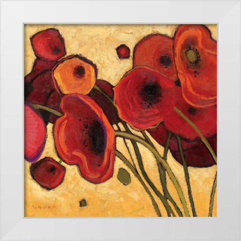 Poppies WIldly I White Modern Wood Framed Art Print by Novak, Shirley