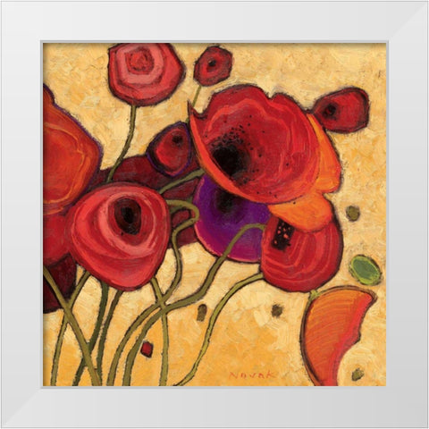 Poppies Wildly II White Modern Wood Framed Art Print by Novak, Shirley