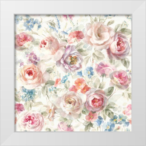 Cottage Garden Pattern I White Modern Wood Framed Art Print by Nai, Danhui