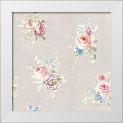 Cottage Garden Pattern VIIIB White Modern Wood Framed Art Print by Nai, Danhui