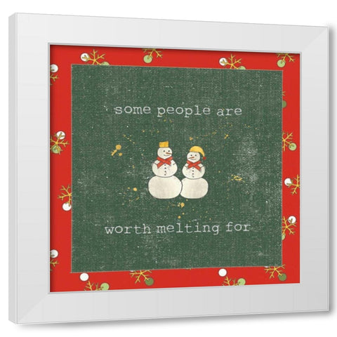 Christmas Cuties IV Dark Green White Modern Wood Framed Art Print by Pela Studio