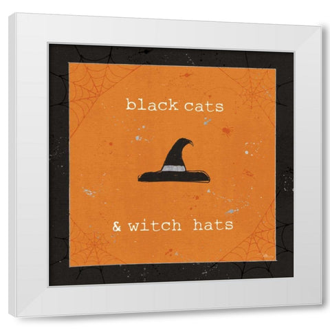 Spooky Cuties II Witch Hats White Modern Wood Framed Art Print by Pela Studio