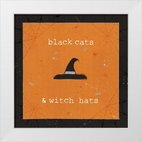 Spooky Cuties II Witch Hats White Modern Wood Framed Art Print by Pela Studio