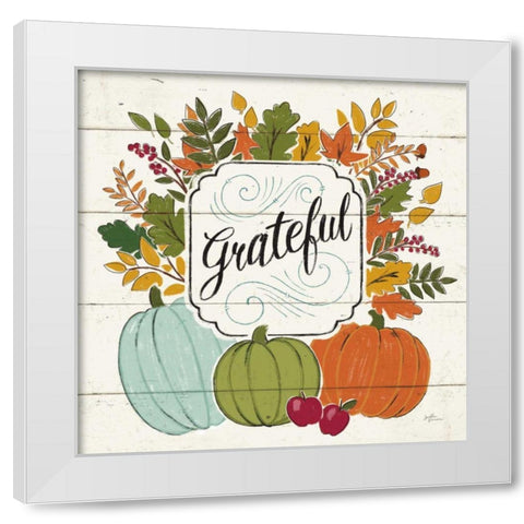 Thankful II White Leaves White Modern Wood Framed Art Print by Penner, Janelle