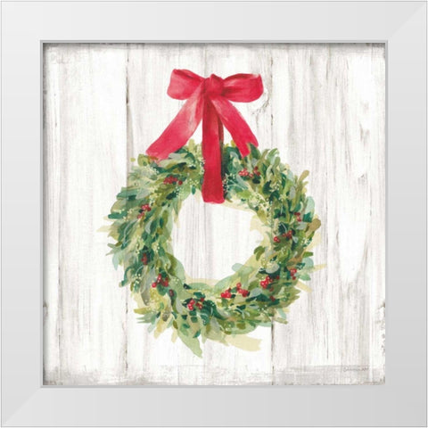 Woodland Holidays Wreath no Bird White White Modern Wood Framed Art Print by Nai, Danhui
