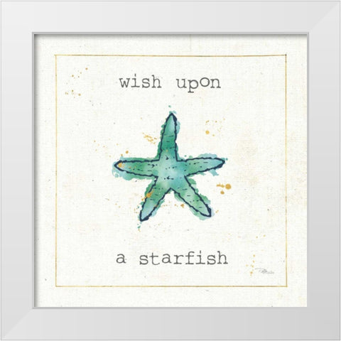 Sea Treasures III Wish White Modern Wood Framed Art Print by Pela Studio
