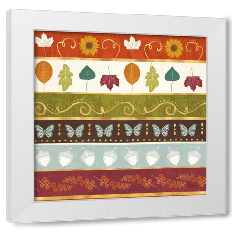 Autumn Otomi Pattern VII White Modern Wood Framed Art Print by Charron, Veronique