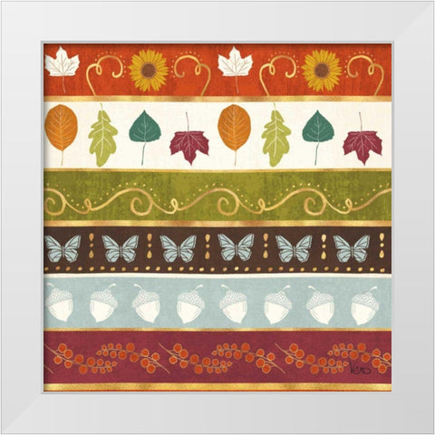 Autumn Otomi Pattern VII White Modern Wood Framed Art Print by Charron, Veronique