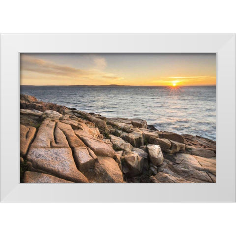 Acadia Sunrise White Modern Wood Framed Art Print by Majchrowicz, Alan